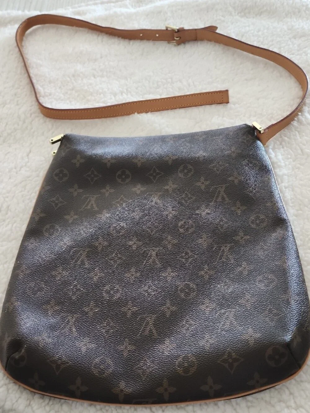 Louis Vuitton Brown Monogram Crossbody with Tan Strap